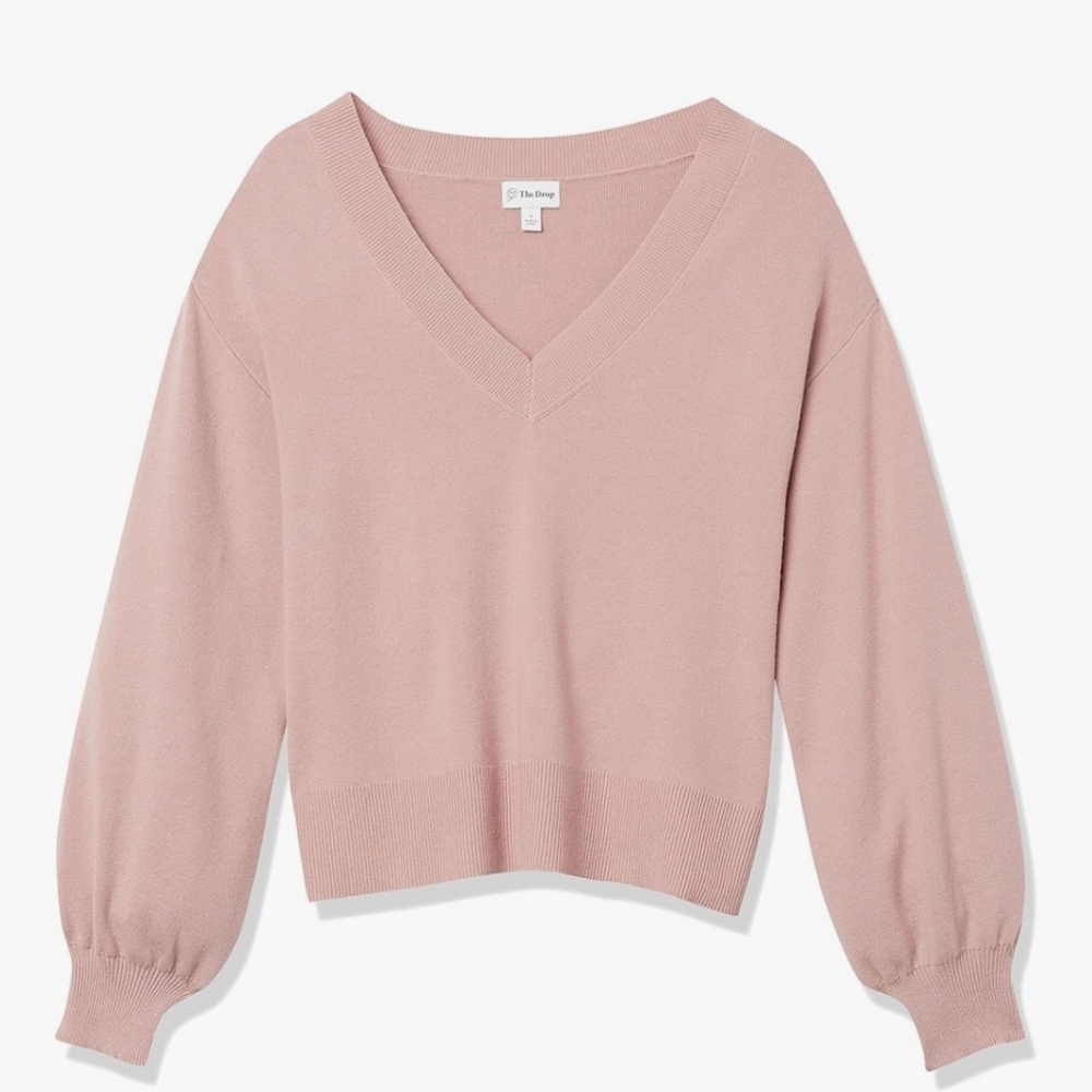 The Drop Women's Mia Bell-Sleeve Deep V-Neck Supersoft Sweater LOT OF TWO Sz M